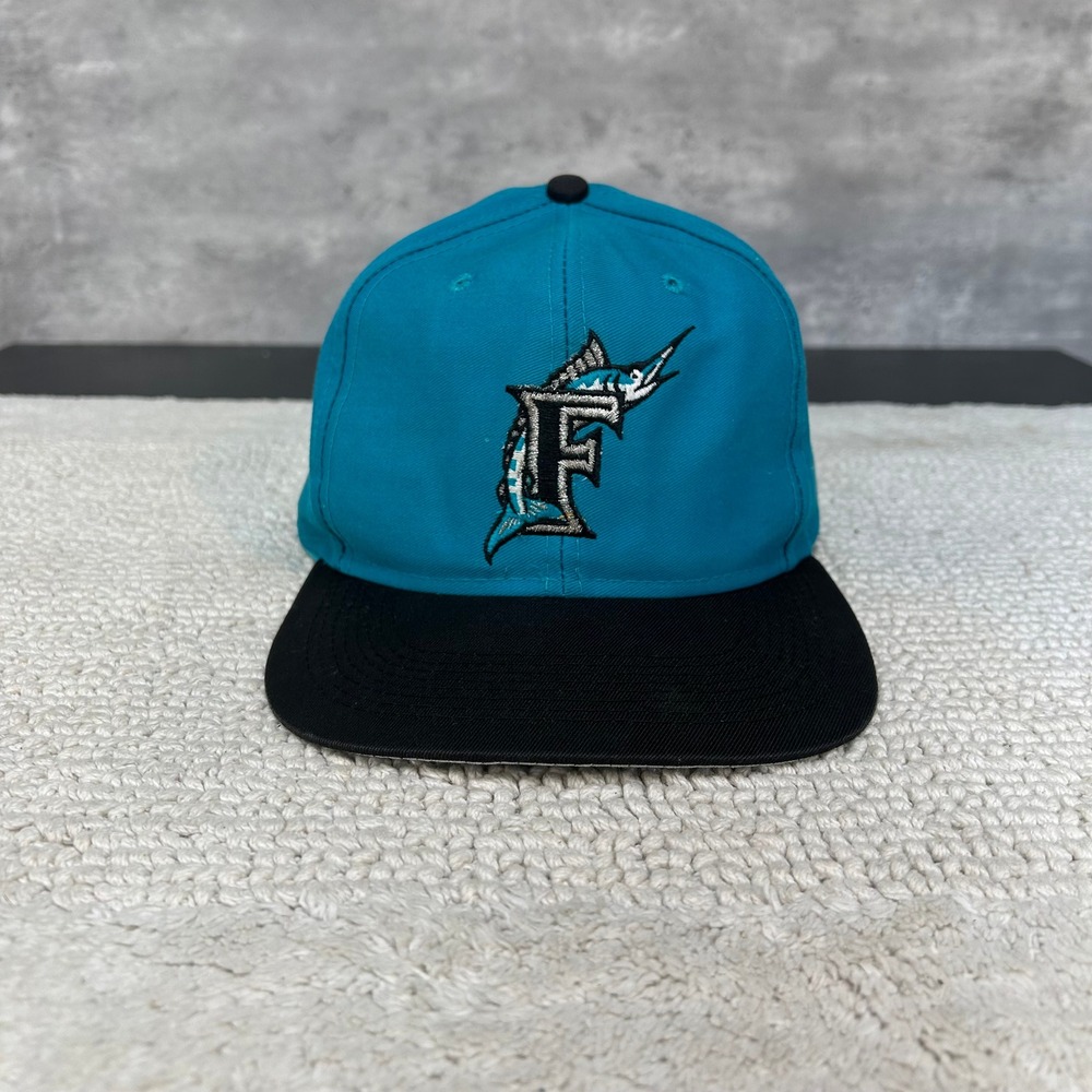 90s Vintage Florida Marlins Snapback Hat OSFA Two Tone Baseball Cap Logo 7